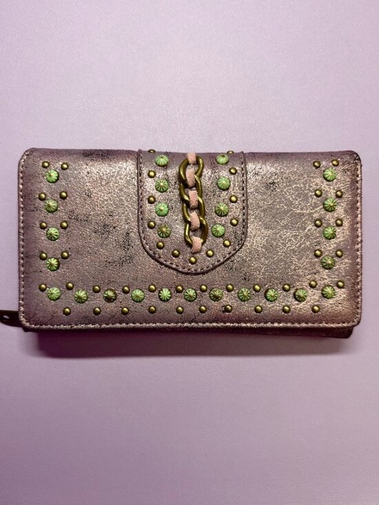Montana West Handbags - Metallic Purple Montana West Large Wallet with Turquoise and Brass Accents